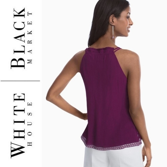 SOLD-WHBM Purple/White Embroidered Top-M - Picture 2 of 7
